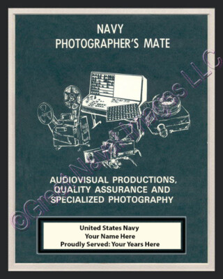 PHOTOGRAPHER'S MATE Rate Print 5  Personalized on Canvas US Navy Veterans