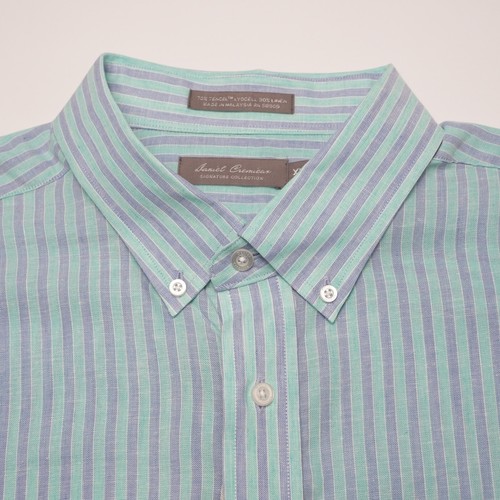 Daniel Cremieux Men's Short-Sleeve Shirt XL Green Blue Striped Signature NWT $85 - Picture 2 of 12