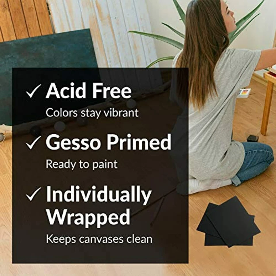 20 Pack Black Canvas Boards for Painting Blank Art Canvases Panels for Paint - Image 4 of 4