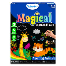 Skillmatics Magical Scratch Art Book - Animals, Craft Kit  Supplies
