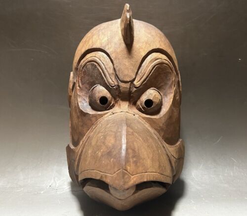 Gigaku Karura Mask #489 Japanese Vtg 26cm Wooden Karasu Crow Tengu Oni Demon Noh