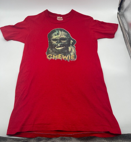 Star Wars 1977 Chewie Single Stitch Glitter Iron on T-shirt Vintage Red Women's - Picture 6 of 12