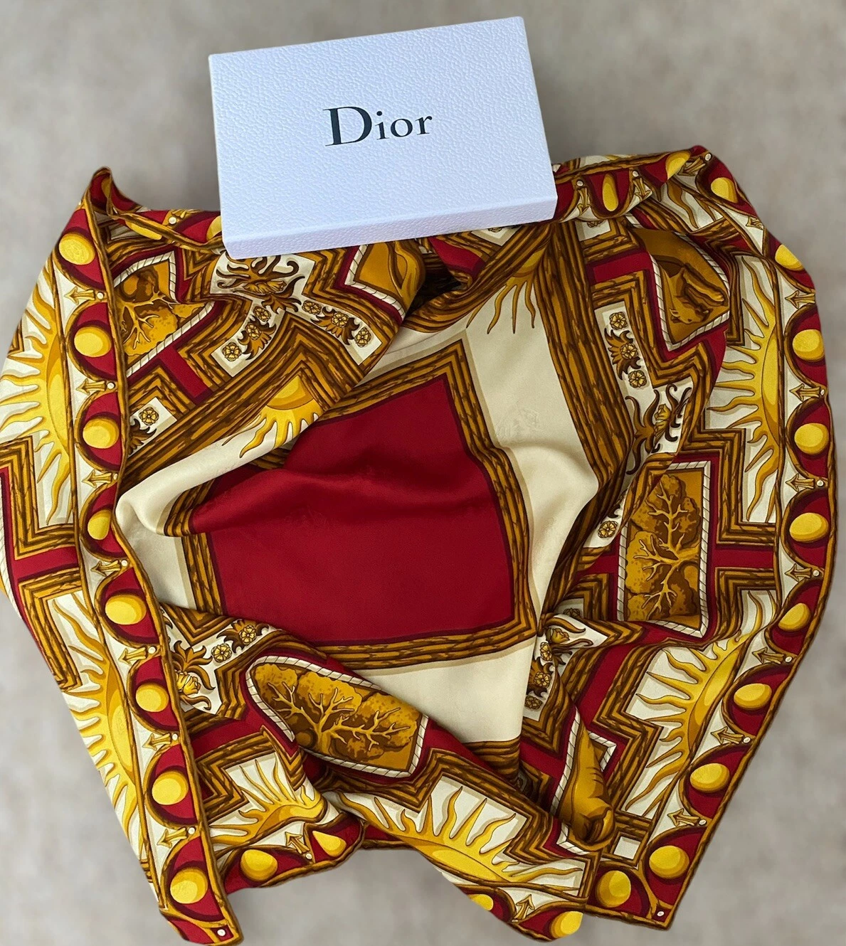 Rare écharpe carrée vintage Christian Dior Nature