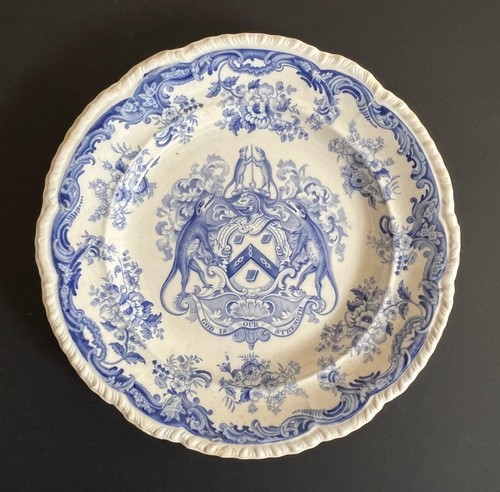Antique C1820-40 Minton Blue Transferware Armorial Plate Ironmongers Company VGC - Picture 15 of 15