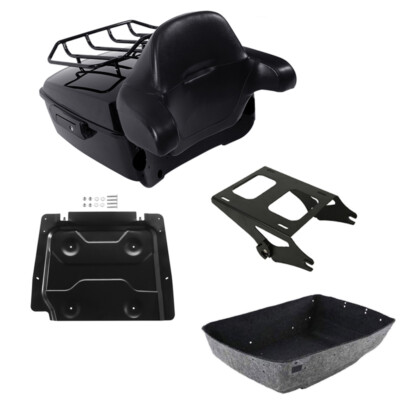 King Trunk Backrest Plate Mount Rack Fit For Harley Tour Pak Street Glide 14-25