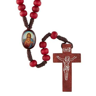 Sacred Heart  / Immaculate Heart Corded Rosary With Gift Bag -13 ''(BK-12204)