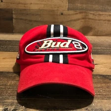 Dale Earnhardt Jr Hat Snapback Cap Mens Red Budweiser Racing Stripe NASCAR Adult