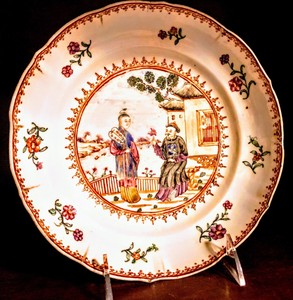18th Century Qianlong Famille Rose Plate decorated Chinese taste MINT 