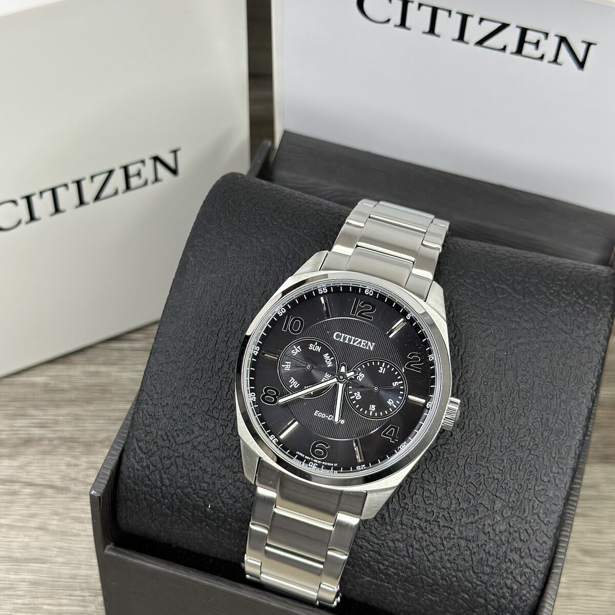 NEW✓ DAY DATE✓ Citizen Corso Eco-Drive Black Dial Silver NEW✓ DAY DATE✓ Citizen Corso Eco-Drive Black Dial Silver