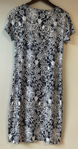 W. LANE Size Small Blue White Floral Dress with Side Tie Short Sleeves Office - Picture 5 of 8