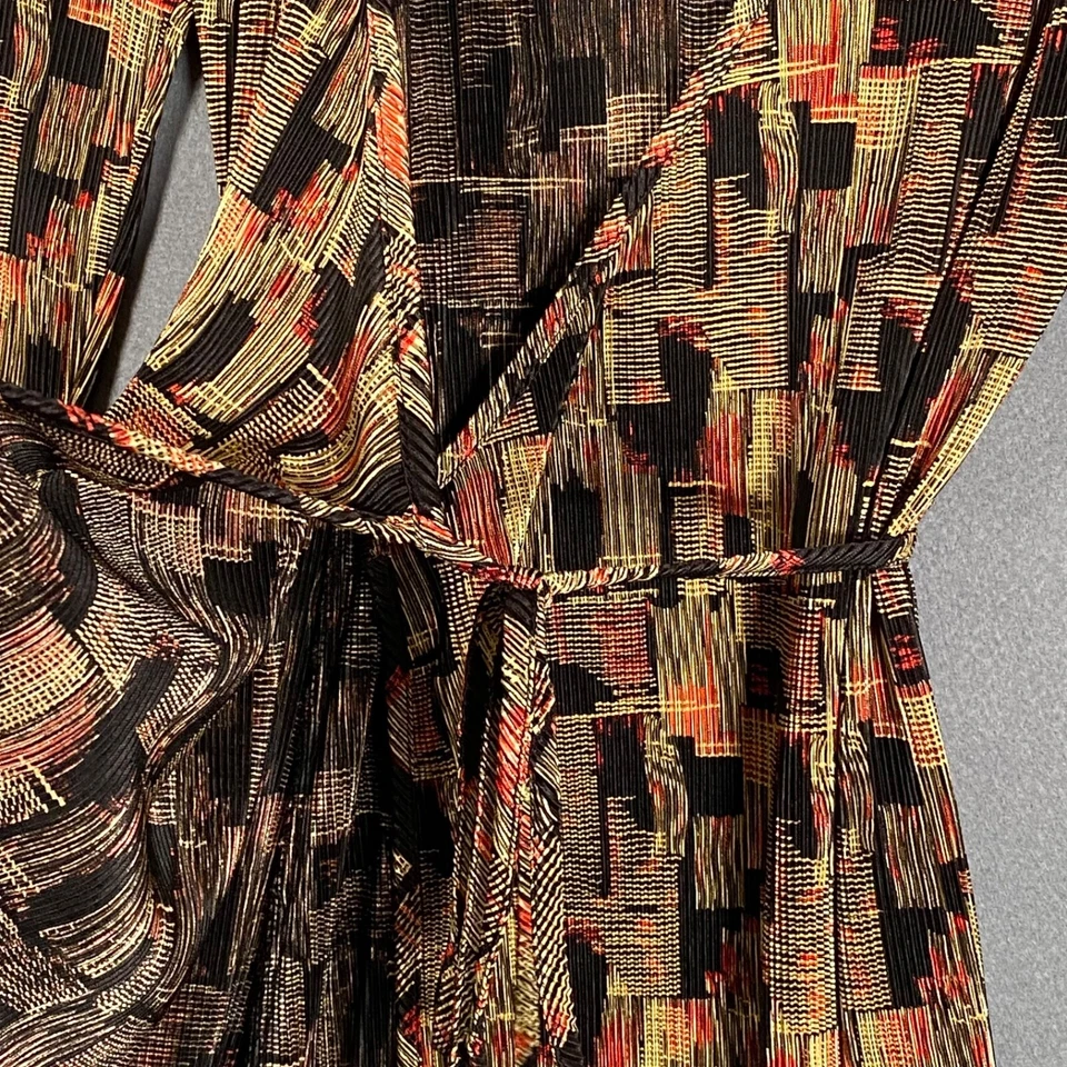 Vintage 90s Mica Womens Wrap Dress Size Medium Crinkle Knit Knee-Length Retro - Image 4 of 4