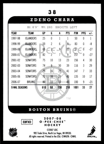 2007-08 O-Pee-Chee MICROMOTION Zdeno Chara Boston Bruins #38 R35 - Picture 2 of 2