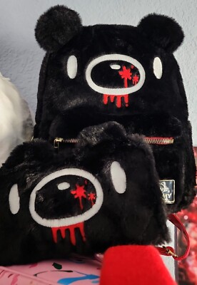 black gloomy bear mini backpack NWT Bioworld Gloomy Bear Furry Mini Backpack
