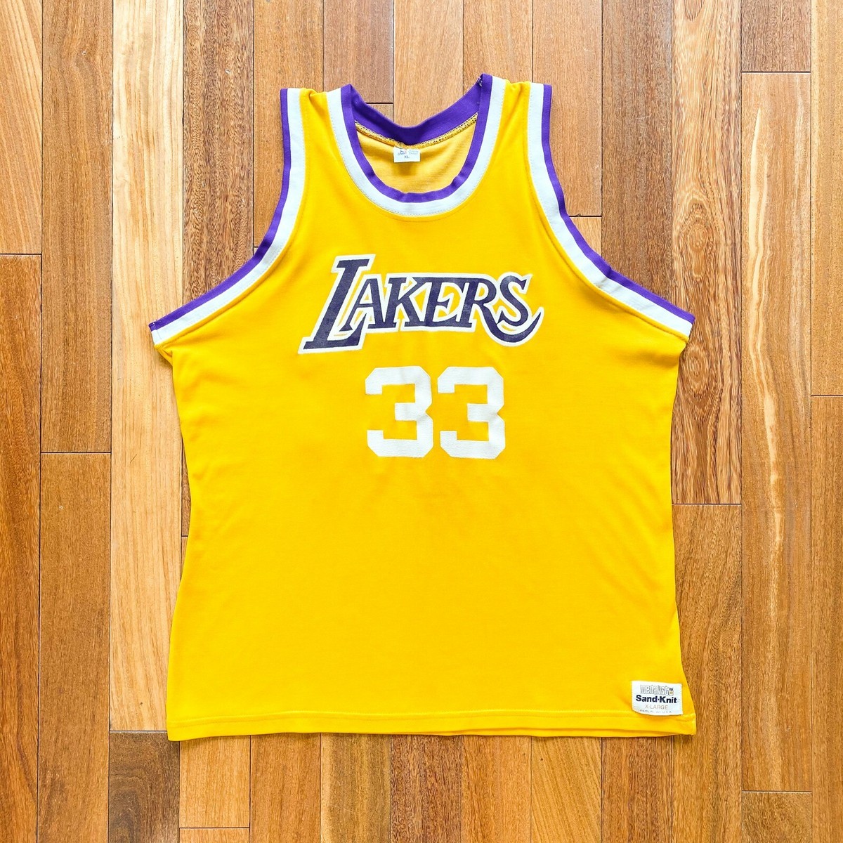 80s ヴィンテージ Sand- Knit NBA LAKERSユニフォーム VINTAGE 80'S LOS ANGELES LAKERS NBA #33 SAND-KNIT PRINTED JERSEY
