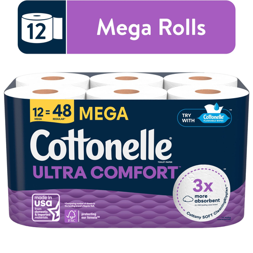 Ultra Comfort Toilet Paper, Soft Toilet Tissue, 12 Mega Rolls - Picture 11 of 12
