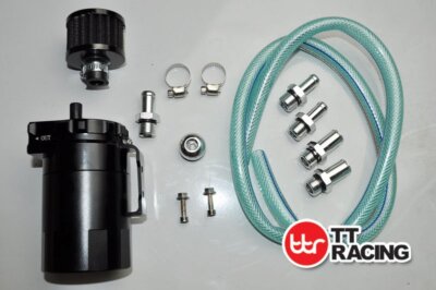 TTRacing Baffled 15mm 19mm Aluminum Oil Catch Tank/Can Reservoir Breather Black