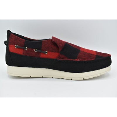 Sperry Mens Size 11.5 Moc Sider Buffalo Check Plaid Red Wool 
