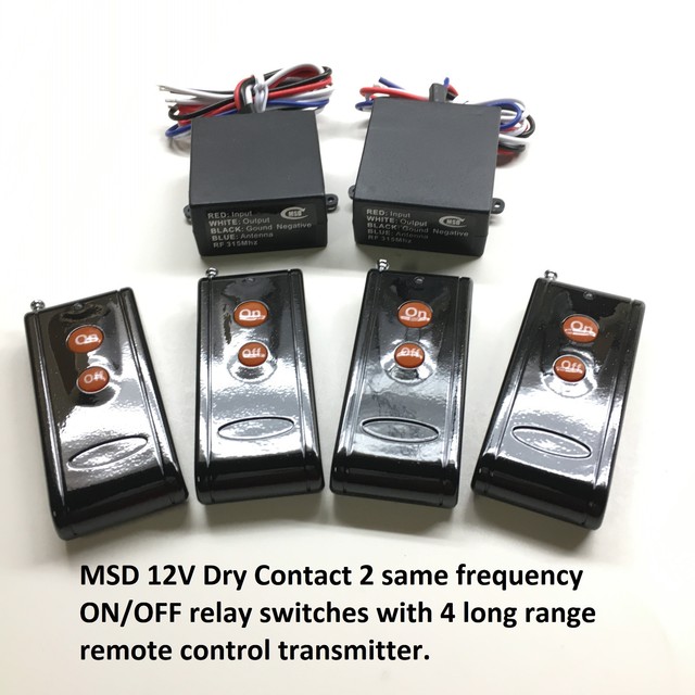 12V 2 x 15A on/off dry contact relay switch and 4 long range remote