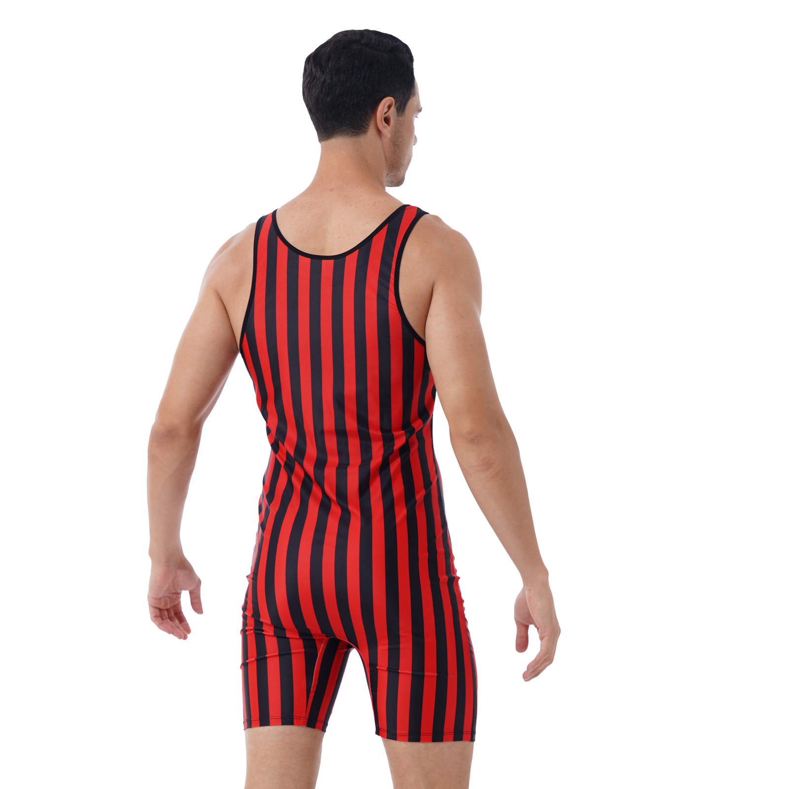 Men Striped Bodysuit Wrestling Singlet Seamless Jamaica