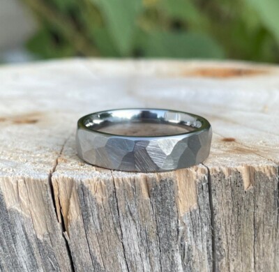 Faceted Ground Profile Band, Titanium Ring, Wedding, Anniversary, 5.5mm Width