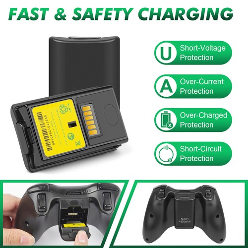 2 Rechargeable Battery Pack Charger Cable Dock for Xbox 360 Wireless Controller - Picture 7 of 11