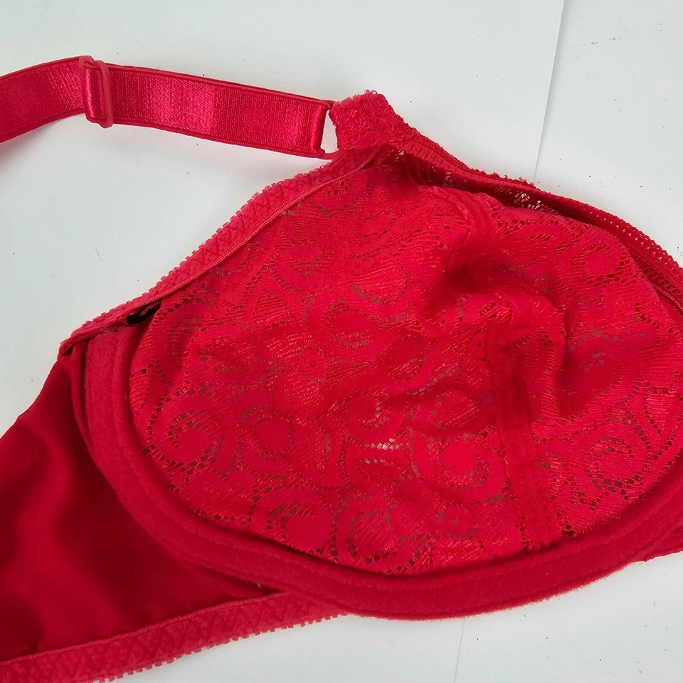 Sujetador de encaje rojo Playtex vintage inalámbrico sin relleno talla 36C usado en excelente estado Foto 4 de 4