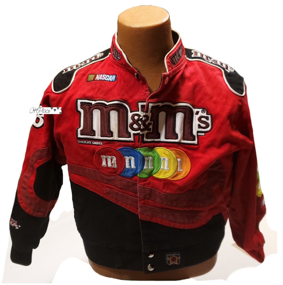 Vintage Jeff Hamilton JH Design Nascar M&M Jacket Red Embroidered