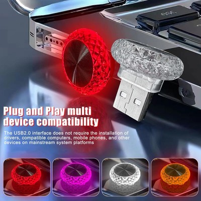 1x Mini Lamp Bulb USB LED Car Interior Neon Atmosphere Ambient Light Accessories