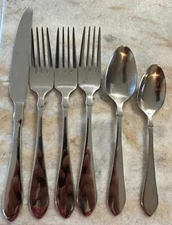 Vertex Stainless by Oneida Silver 18/0, Glossy, Plain, Pointed Tip 6pc set