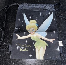 DISNEY TINKERBELL BLACK DRAWSTRING BACKPACK TOTE BAG VGC