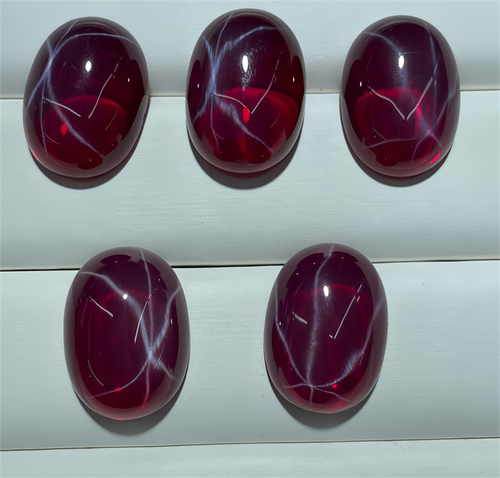 Top quality Flat Bottom Oval Cabochon Red Star Ruby Lab Created AAAA+ Loose Gems - Picture 2 of 5