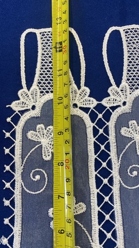 Embroidered Lace Cafe Net Macrame with Organza in White - Sold By The Metre - Picture 8 of 8
