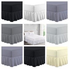 Plain Dyed Easy Care Valance Frilled Bed Fitted Sheet 100% Poly Cotton Double