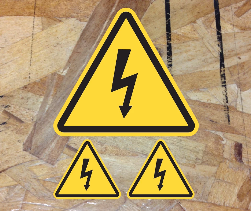 High Voltage Electrical Shock Hazard Warning Symbol Vinyl Decal Sticker - 3 for1