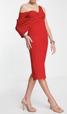 ASOS DESIGN - Asymmetrical midi dress with draped off-shoulder Size 4 NEW W/TAGS