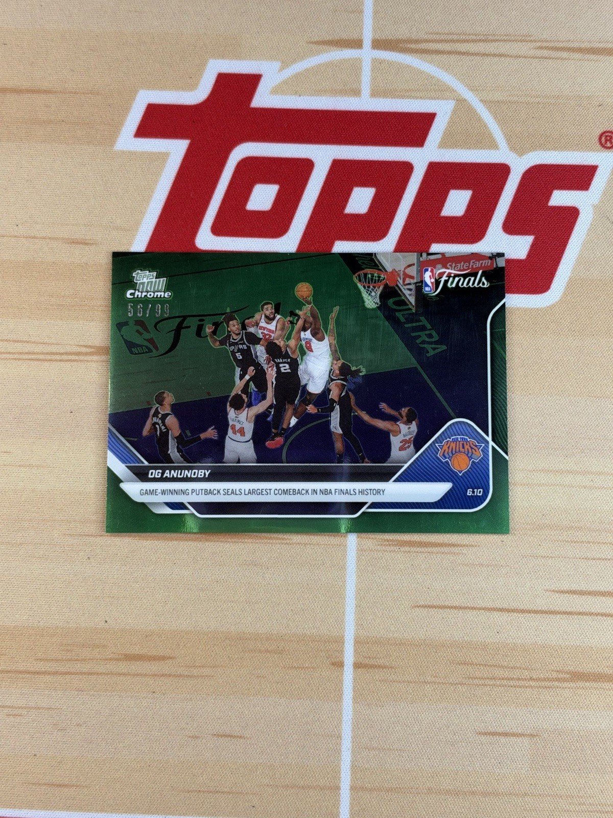 OG Anunoby 2025-26 Topps NOW Chrome Green /99 #336 Knicks NBA Finals 56/99