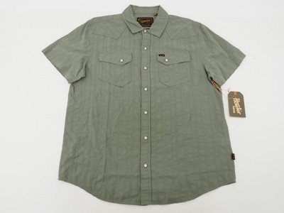 New! Howler Bros Textured H-Bar-B Snapshirt Short Sleeve Mens Medium Cadet Green