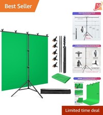 Green Screen Backdrop Kit 5x6.5ft Portable Chromakey Stand and Clamps for Str...
