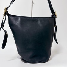 Old Coach Leather Glove Bucket Shoulder Bag Black 9953