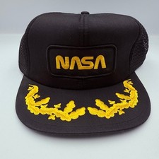 NASA Spaceport USA Trucker Hat Snapback Men's Adjustable Black Yellow Gold