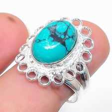 Green Turquoise Gemstone Handmade 925 Sterling Silver All Size Ring For Gift