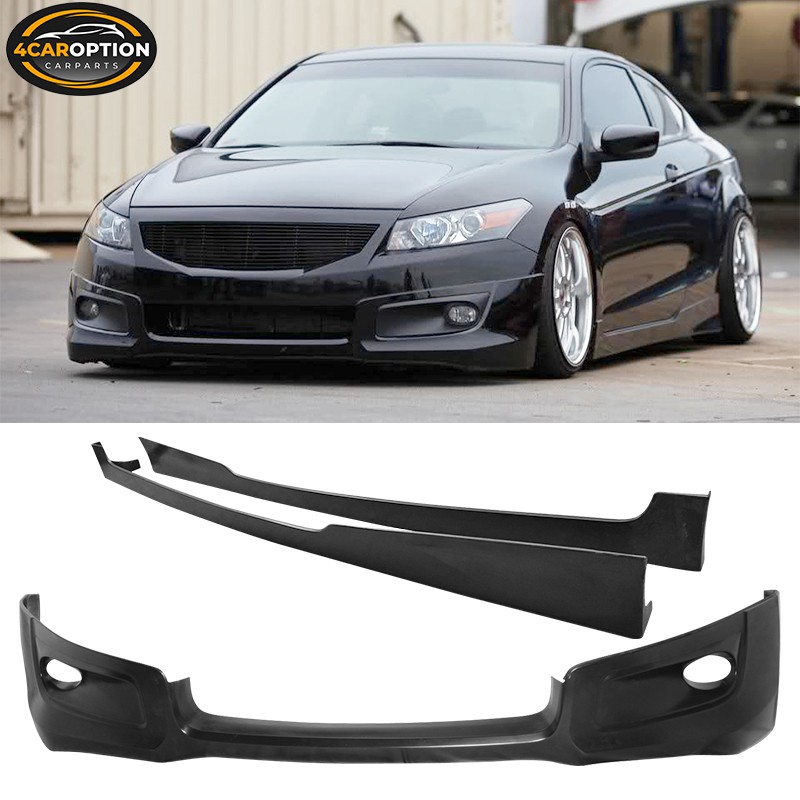 For 08-12 Honda Accord 2D HFP Front Bumper Lip Spoiler + Side