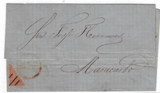 Venezuela: 1864; Scott N 03, rare bisect in Partial cover to Maracaibo, EBV1771