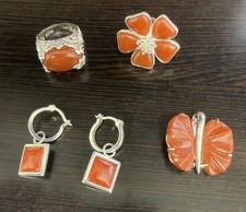 Zestaw biżuterii karneolowej i srebrnej