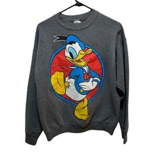 Vintage 90s Disney Mickey Co Donald Duck Gray Crewneck Sweatshirt Men's Large