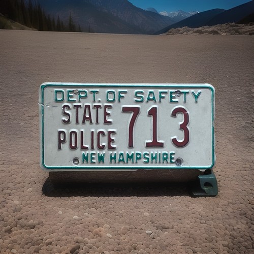 New Hampshire State Police License Plate " 713" 1980’s Obsolete