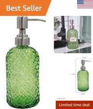 Elegant 16 Oz Glass Soap Dispenser with Rustproof Stainless Steel Pump - Green