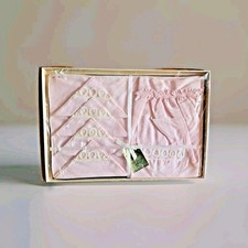 Kitchen Table setting 4 Place Mats 4 Napkins & Apron Pink Embroidered VTG NOS