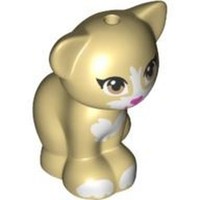 Lego Tier- Hellbraun Katze Sitzender Elfen Minifigur