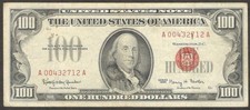 United States of America United States Note $100 Dollars Red Seal 1966 VF NoHole